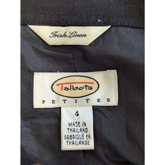 TALBOTS PETITES! IRISH LINEN! BLACK SWING STYLE CROPPED JACKET, BLAZER! SZ 4 - Picture 5 of 7